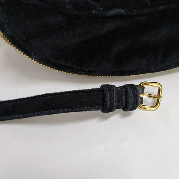Two-Tone Waist Bag Quilted Velvet Black