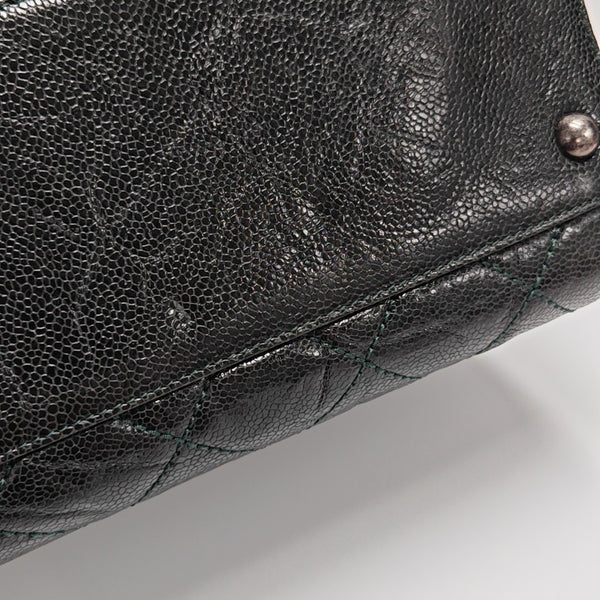 Quilted Grained Calfskin Shoulder Bag Green