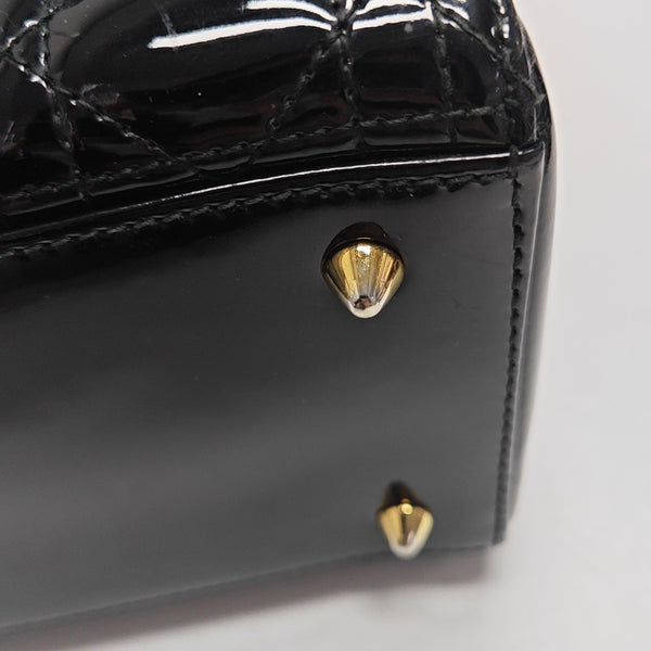 Lady Dior Medium Cannage Patent Leather Black