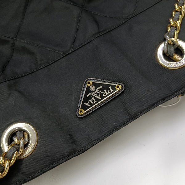 Quilted Nylon Tote Bag Black