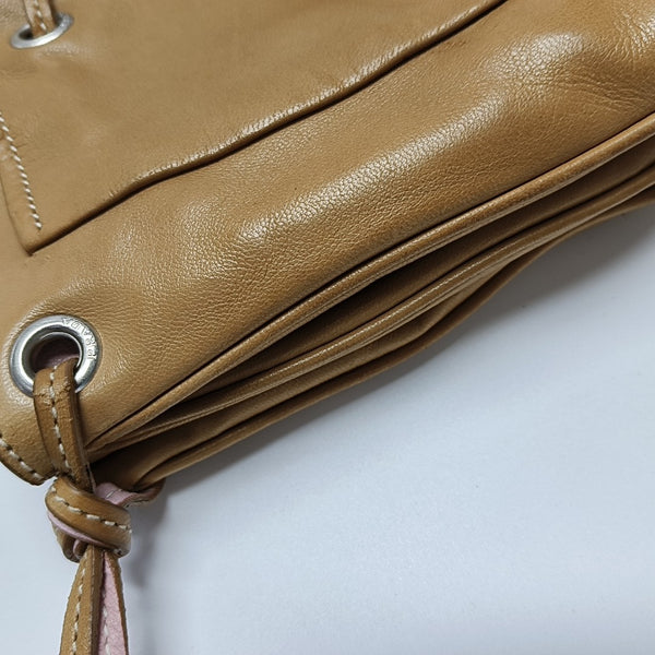 Lambskin Top Handle Bag Brown