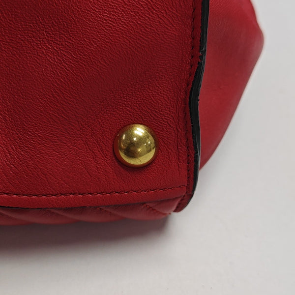 Quilted Lambskin Tote Bag Red