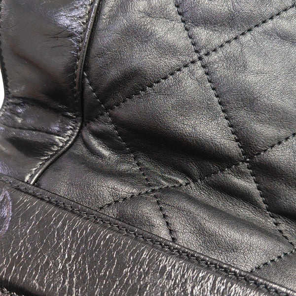 Quilted Calfskin Top Handle Bag Black