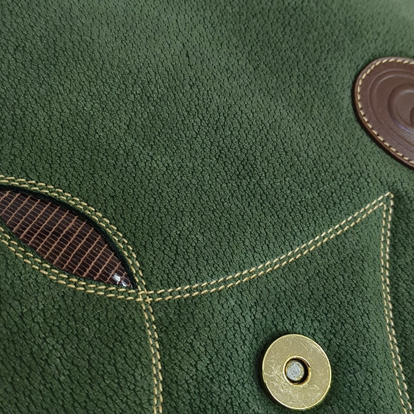 Quilted Suede Shoulder Bag Green