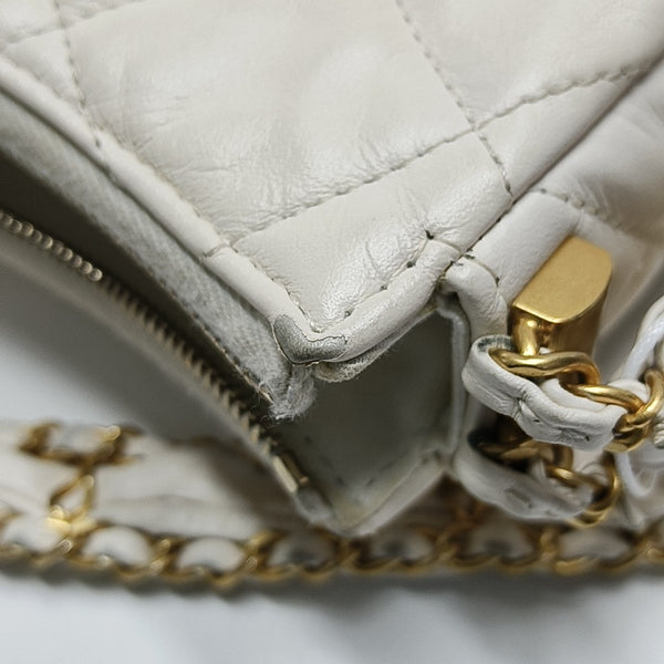 CHANEL 19 Small Quilted Calfskin White