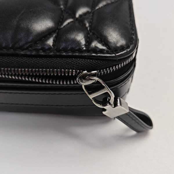 Cannage Calfskin Shoulder Bag Black
