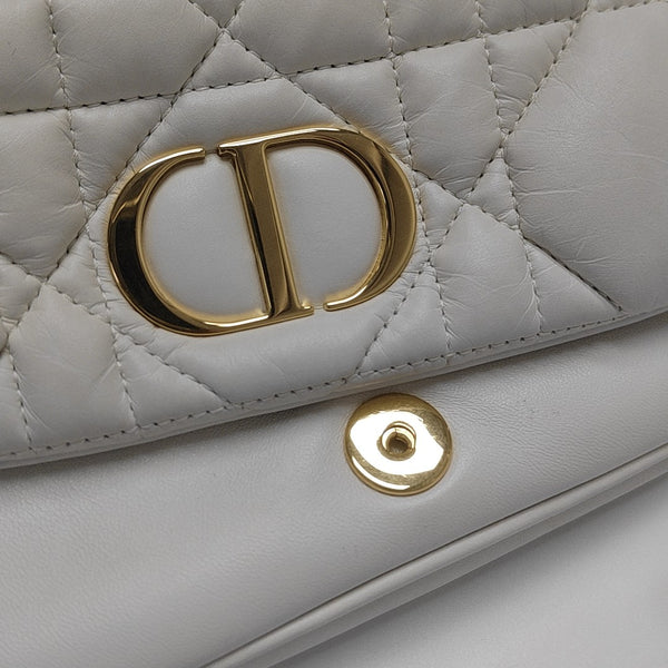 Dior Caro Small Cannage Calfskin White