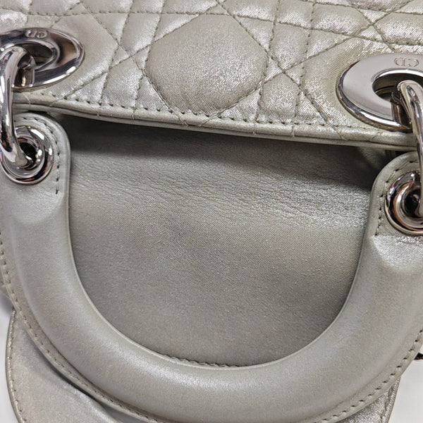 Lady Dior Mini Cannage Lambskin Gray