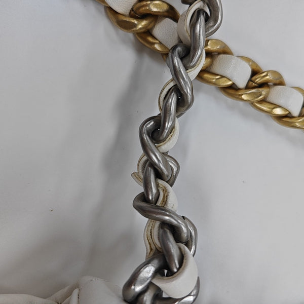 CHANEL 19 Small Quilted Lambskin White
