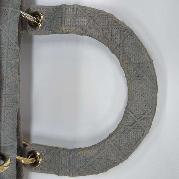 Lady D-Lite Medium Cannage Canvas Gray