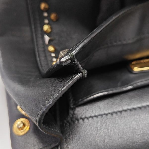 Calfskin Top Handle Bag Black