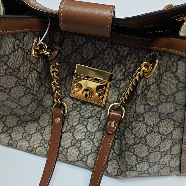 Padlock Medium Monogram Coated Canvas Beige