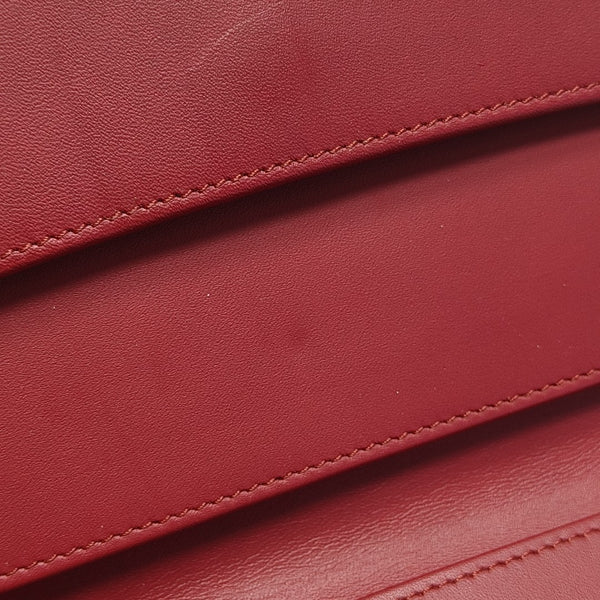 CLASSIC FLAP Mini Quilted Grained Calfskin Red Wallet
