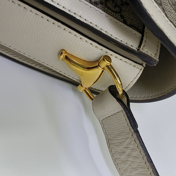 Horsebit 1955 Small Monogram Coated Canvas Beige