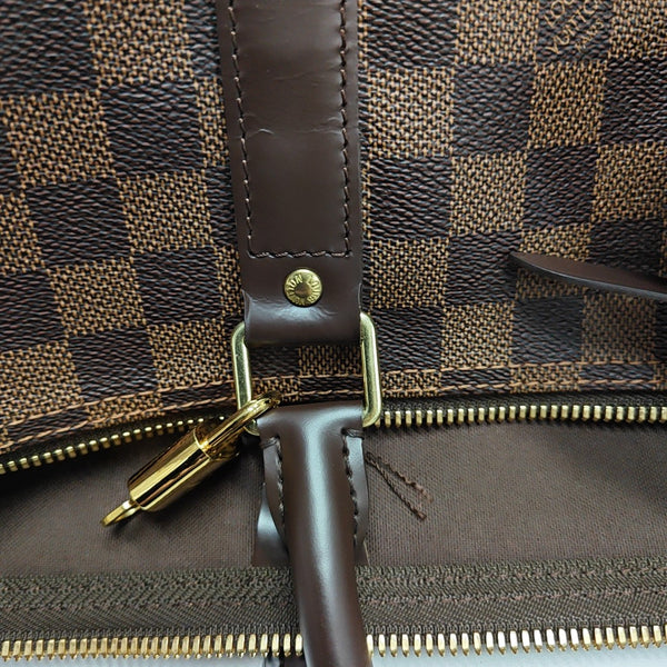 KEEPALL 45 Damier Ebene Coated Canvas Brown