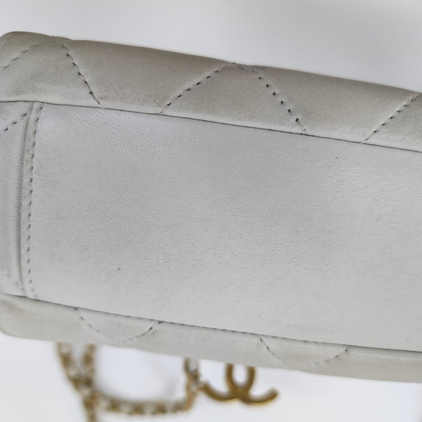Quilted Lambskin Shoulder Bag White