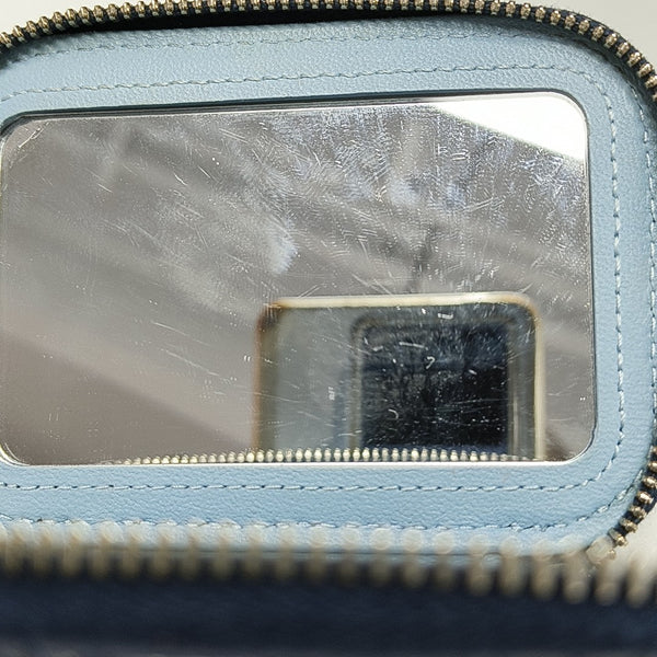 VINTAGE COSMETIC BAGS Quilted Lambskin Blue