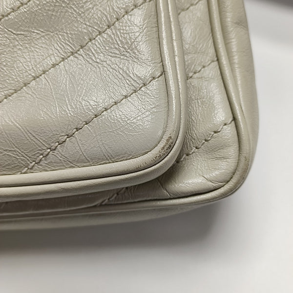 NIKI Small Chevron Calfskin White