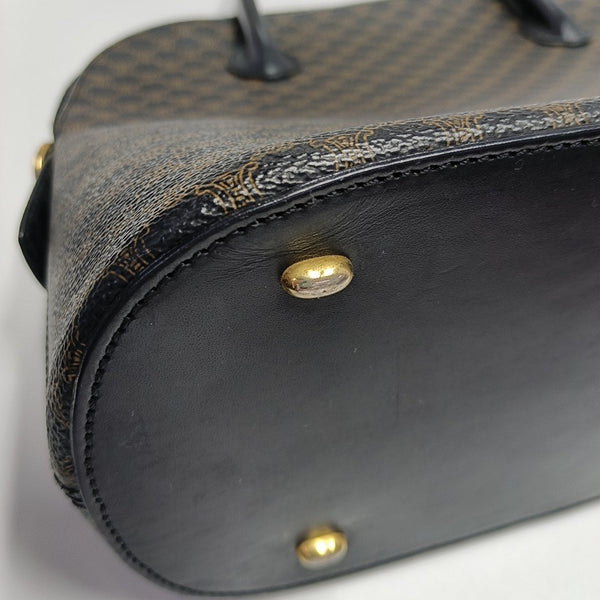 Coated Canvas Top Handle Bag Brown