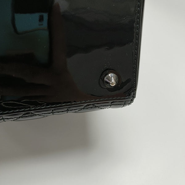 Lady Dior Medium Cannage Patent Leather Black