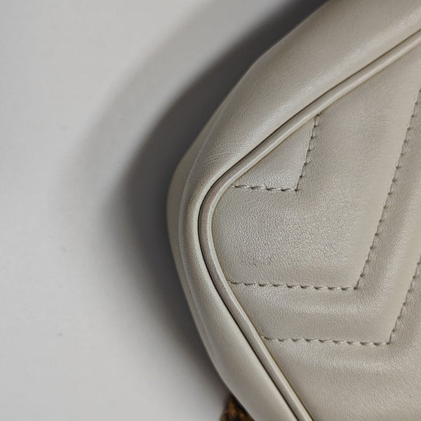 GG Marmont Mini Quilted Calfskin White