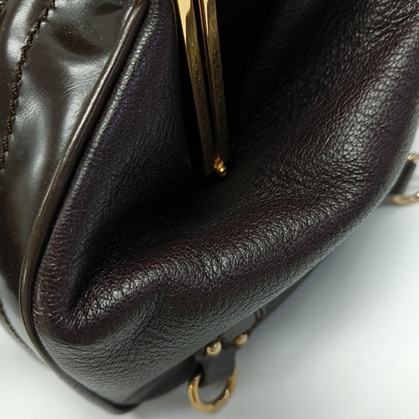 Leather Top Handle Bag Red