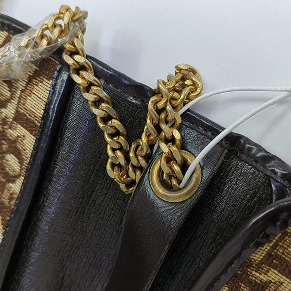 Oblique Canvas Top Handle Bag Brown