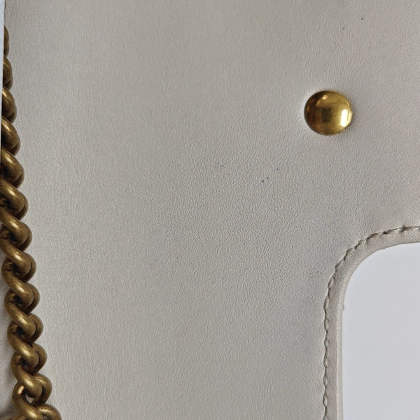 GG Marmont Mini Quilted Calfskin White