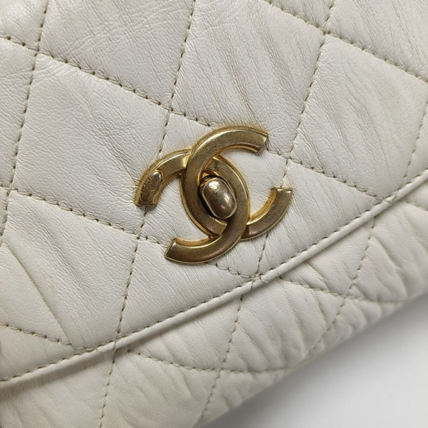 COCO HANDLE Mini Quilted Lambskin White