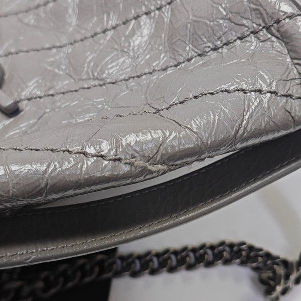 NIKI Medium Chevron Calfskin Gray