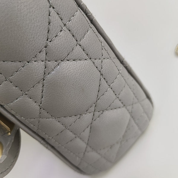 Lady Dior Mini Cannage Lambskin Gray