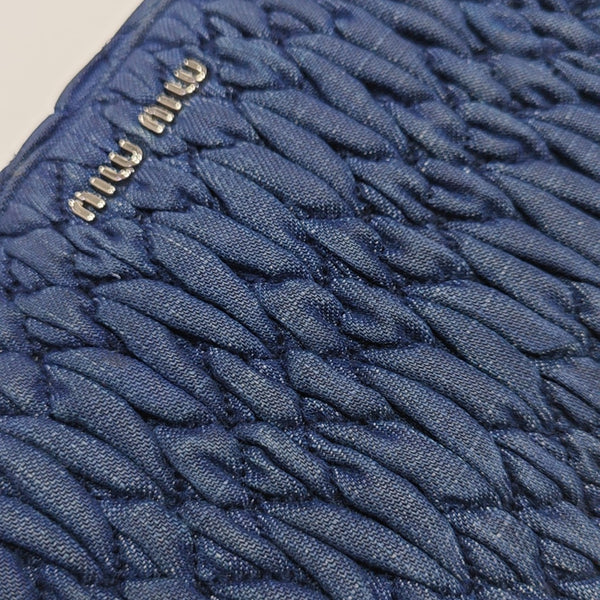 Quilted Fabric Shoulder Bag Blue