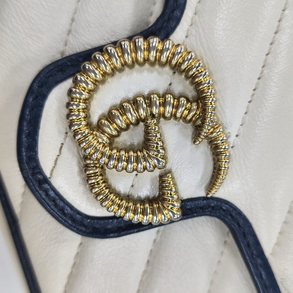 GG Marmont Super Mini Quilted Calfskin White
