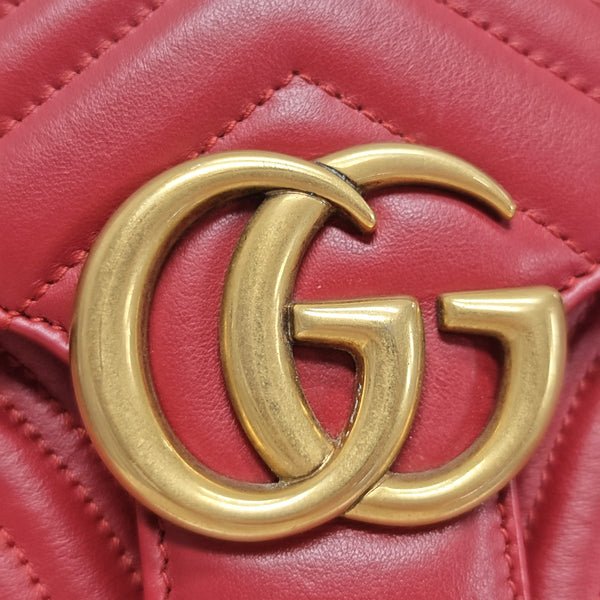 GG Marmont Medium Quilted Calfskin Red