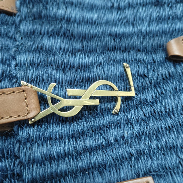 Straw Shoulder Bag Blue