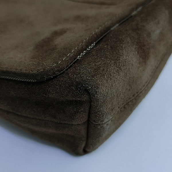 Suede Top Handle Bag Brown