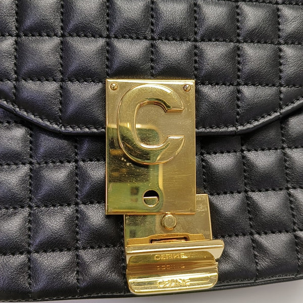 C Small Quilted Calfskin Black