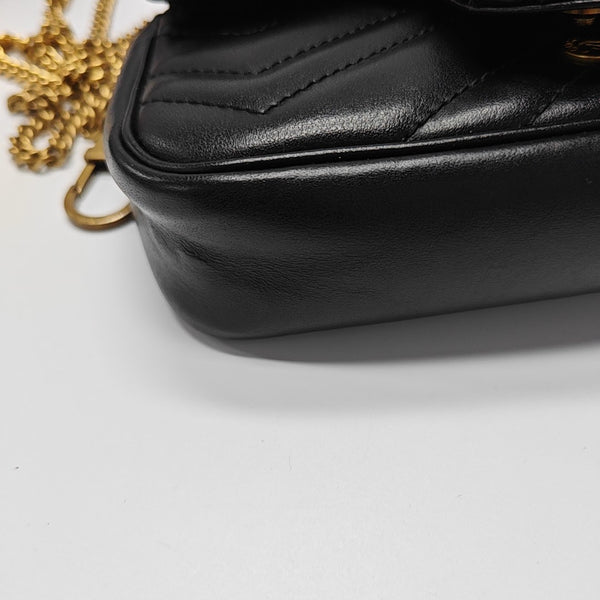 GG Marmont Mini Quilted Calfskin Black