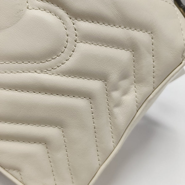 GG Marmont Mini Quilted Calfskin White