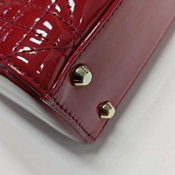 Lady Dior Mini Cannage Patent Leather Red