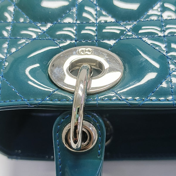 Lady Dior Medium Quilted Patent Leather Green