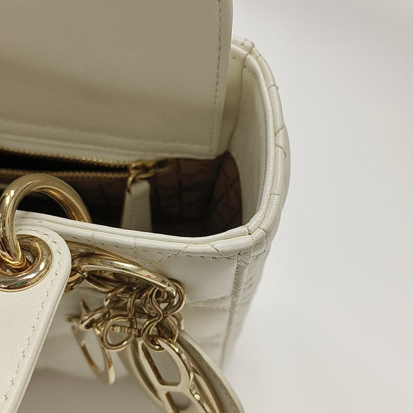 Lady Dior Small Cannage Lambskin White