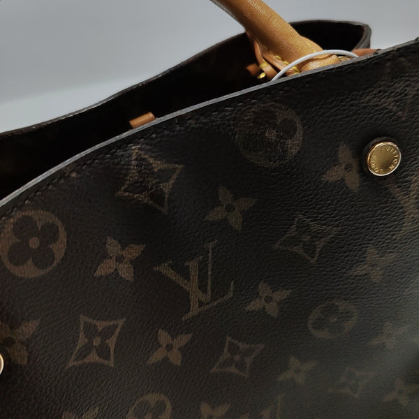 MONTAIGNE MM Monogram Coated Canvas Brown