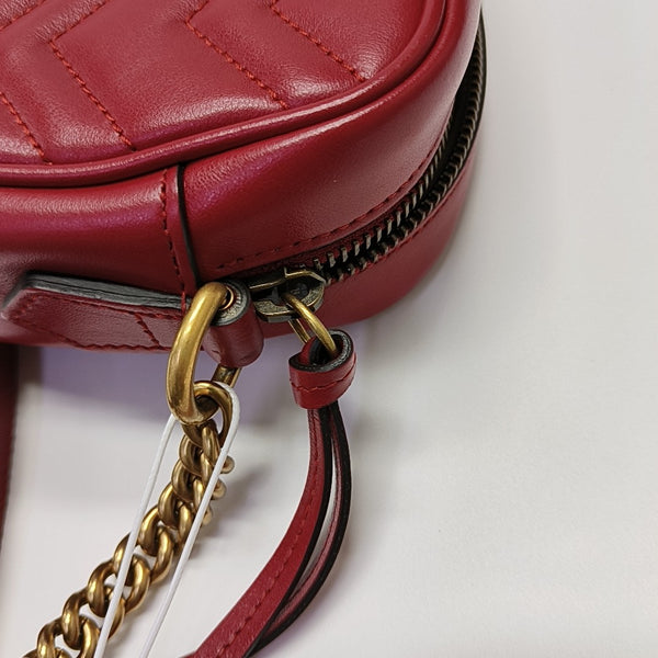 GG Marmont Super Mini Quilted Calfskin Red