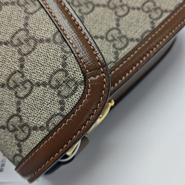 Horsebit 1955 Medium Monogram Coated Canvas Beige