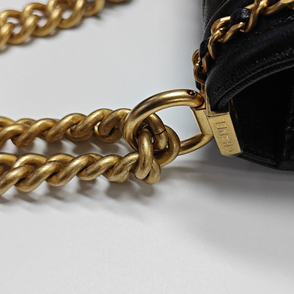BOY CHANEL Mini Quilted Grained Calfskin Black