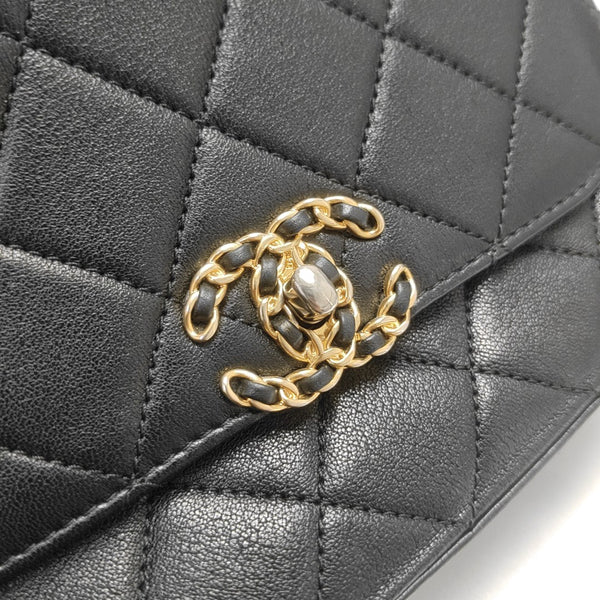 CHAIN INFINITY TOP HANDLE Quilted Lambskin Black