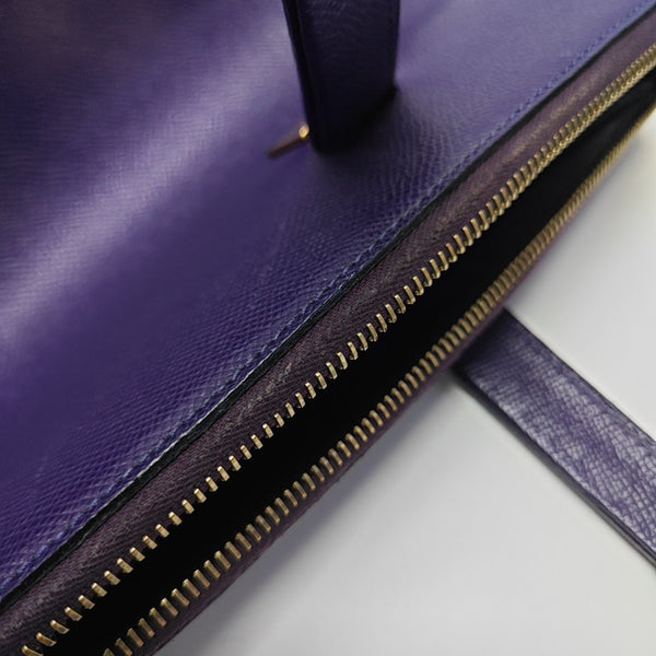 Calfskin Top Handle Bag Purple