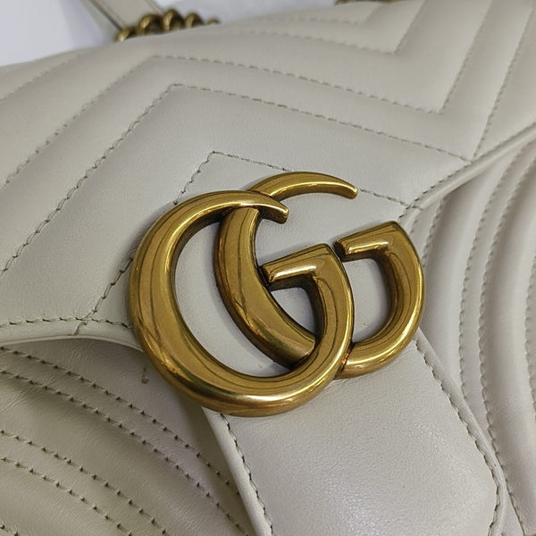 GG Marmont Medium Quilted Calfskin White