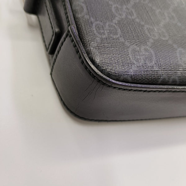 GG Supreme Small Monogram Coated Canvas Black